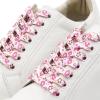 DANHUA Colored Printed Flat Shoelaces: 2 Pair White Pink Patterned Shoe Laces for Sneakers 39 inch view 3