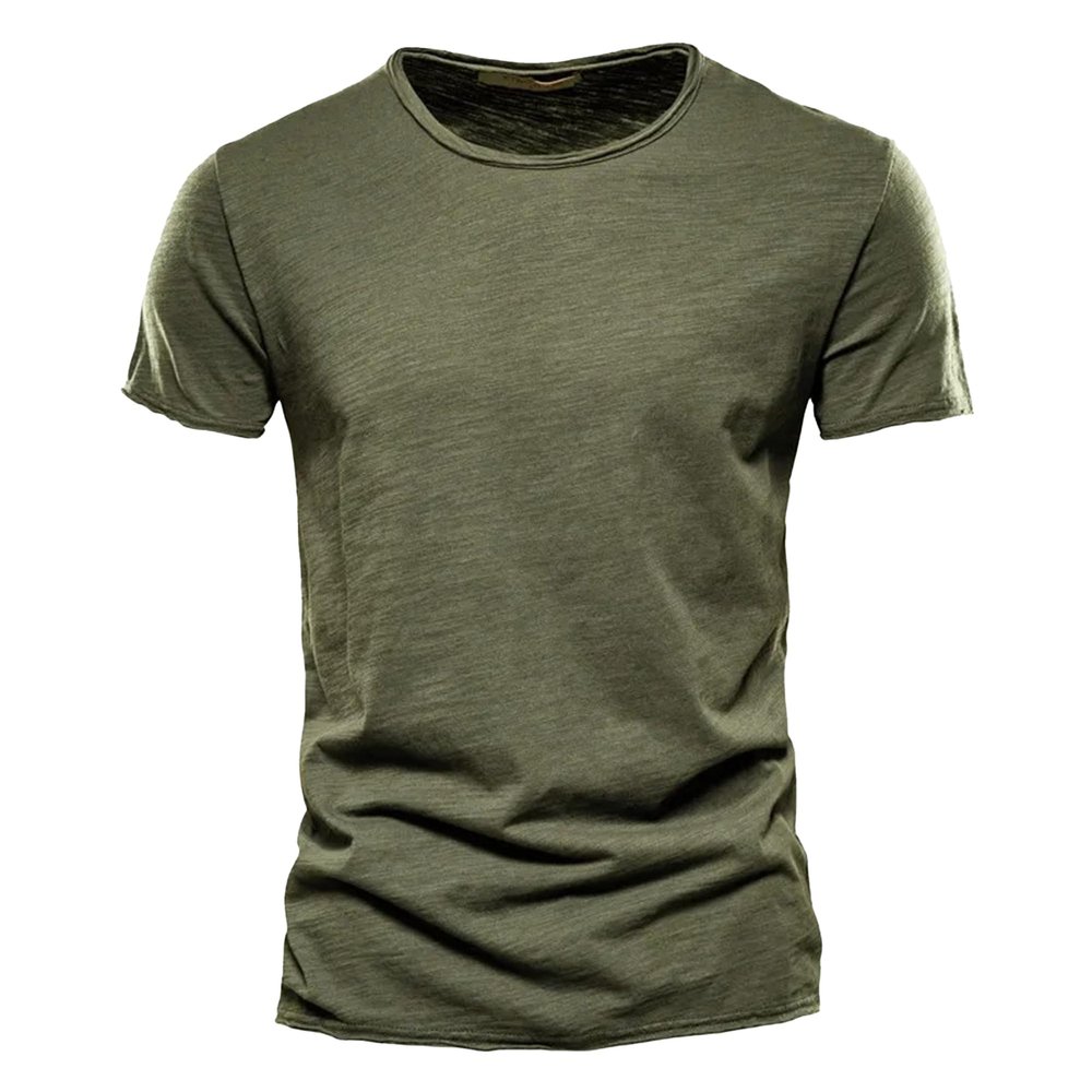 Men 1/2/3 Pack Casual Short Sleeve T Shirt Crew/V-Neck Summer Cotton Shirt T-Shirts Classic Slim Basic Tee Tops (Army Green 2,Small)