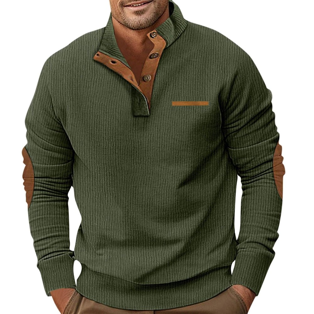 C Army Green Men's Long Sleeve Winter Sweaters - Quarter Zip, V Neck, Henley, Casual, Trendy, Loose, XX-Large