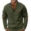 C Army Green Men's Long Sleeve Winter Sweaters - Quarter Zip, V Neck, Henley, Casual, Trendy, Loose, XX-Large view 1