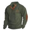 C Army Green Men's Long Sleeve Winter Sweaters - Quarter Zip, V Neck, Henley, Casual, Trendy, Loose, XX-Large view 4