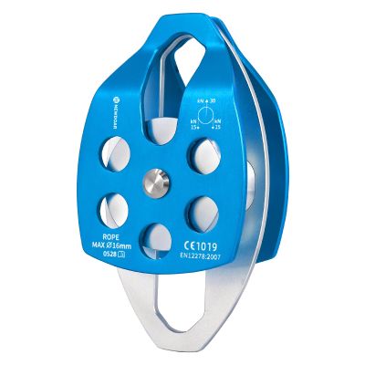 NewDoar 30 KN CE Certified Large Rescue Pulley Double Sheave with Swing Plate for Outdoor Mountaineering Rock Climbing Rescue(Blue 1pcs)