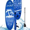 MEDIMALL 117'' x 30'' x 6'' SURF Pattern Inflatable Upright Paddle Board, Lightweight, with SUP Accessories, Detachable Fins, Paddle Board, Pump, Belt, and Handbag, Suitable for Adults and Teenagers view 1