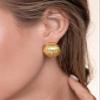 18K gold plated Chunky Statement Earrings for Women by SNGIA, Small Handmade Trendy Stud Ball Shape Jewelry Gifts, Round Textured Huggies Fashion Button Earrings Accessories, Vintage Hammered Thick Circular Nickle Free Cuff Huggie Earrings. view 3