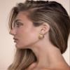 18K gold plated Chunky Statement Earrings for Women by SNGIA, Small Handmade Trendy Stud Ball Shape Jewelry Gifts, Round Textured Huggies Fashion Button Earrings Accessories, Vintage Hammered Thick Circular Nickle Free Cuff Huggie Earrings. view 4