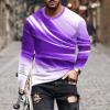 Mens Long Sleeve Shirts Casual Loose Fit Crewneck Sweatshirts Regular-Fit Beam Print Graphic Tee Shirts Gym Workout cotton t shirts for men 2024 Purple XL view 2