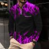 Golf Shirts for Men Big and Tall Long Sleeve Quarter Zip Polo Shirt Funny Flame Print Graphic Tee Shirts Workout Tops men shirts graphic Purple XL view 2