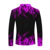 Golf Shirts for Men Big and Tall Long Sleeve Quarter Zip Polo Shirt Funny Flame Print Graphic Tee Shirts Workout Tops men shirts graphic Purple XL view 3