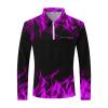 Golf Shirts for Men Big and Tall Long Sleeve Quarter Zip Polo Shirt Funny Flame Print Graphic Tee Shirts Workout Tops men shirts graphic Purple XL view 4