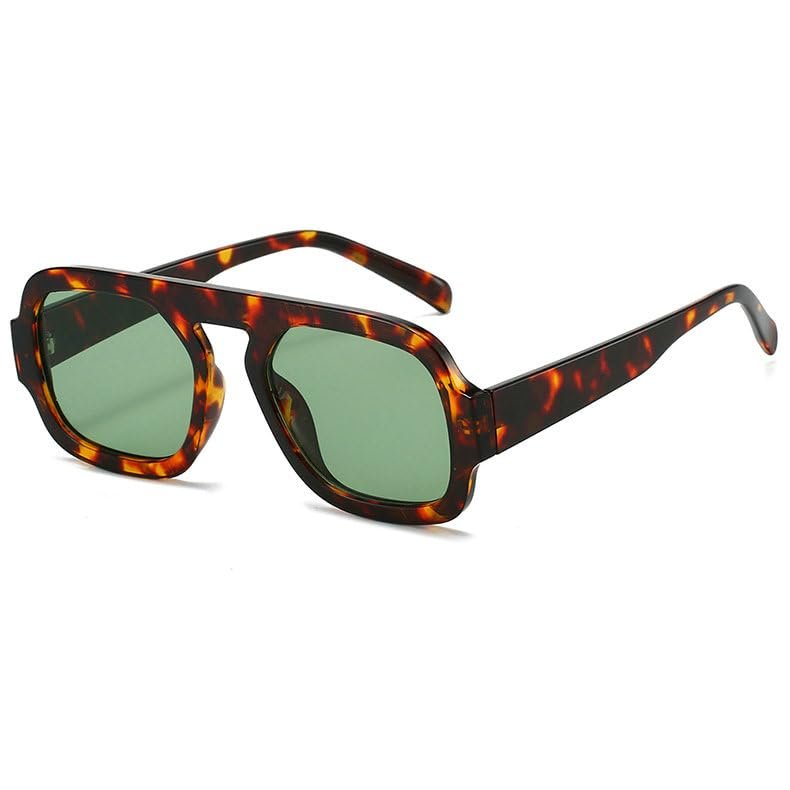 willochra Retro Square Sunglasses Women Fashion Gradient Shades UV400 Men Punk Blue Green Pilot Sun Glasses F27 (C7)