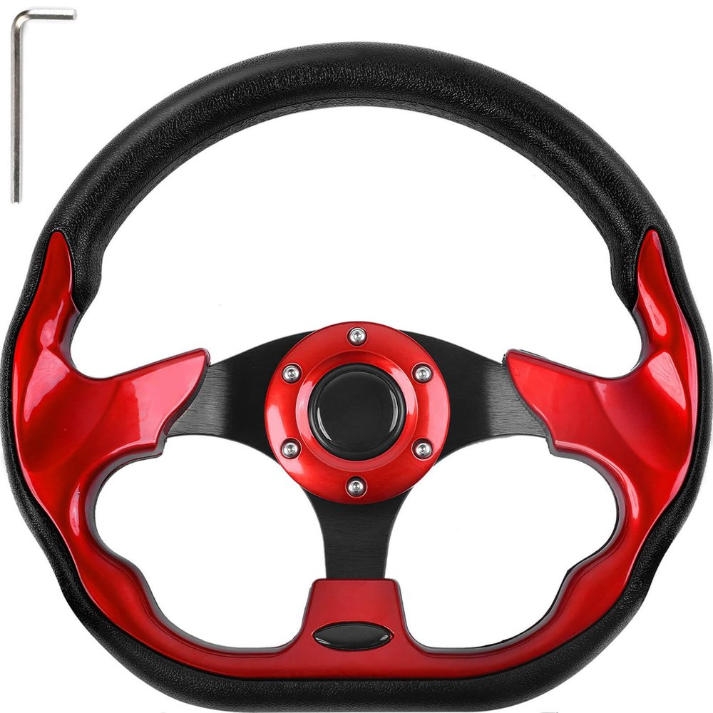Golf Cart Steering Wheel, Fit EZGO TXT RXV, Club Car DS Precedent Tempo, Yamaha G2-G29 Most Golf Cart, Universal Golf Steering Wheel, Ergonomic Design, D Shape Design