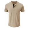 2 Pack Men's Polo Shirts 2024 Summer Short Sleeve T-Shirt Fashion V-Neck Henley Shirt Solid Button Tee Casual Top (XXL,Apricot+Green) view 2