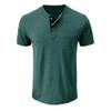 2 Pack Men's Polo Shirts 2024 Summer Short Sleeve T-Shirt Fashion V-Neck Henley Shirt Solid Button Tee Casual Top (XXL,Apricot+Green) view 3