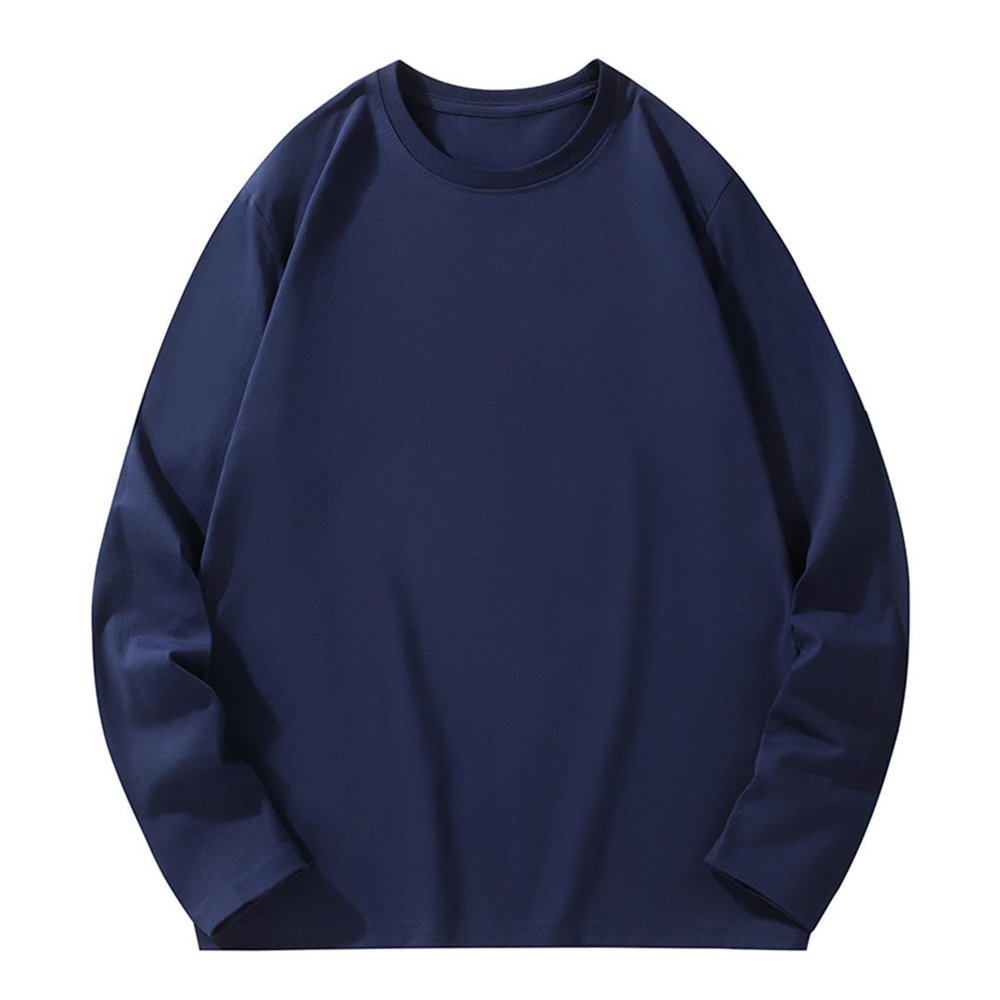 Crewneck Sweatshirts for Men Casual Stylish Long Sleeve Solid Athletic Shirts Gym Workout Tee Tops Loose Pullover tshirt for men 2024 Navy 4X