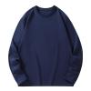 Crewneck Sweatshirts for Men Casual Stylish Long Sleeve Solid Athletic Shirts Gym Workout Tee Tops Loose Pullover tshirt for men 2024 Navy 4X view 1