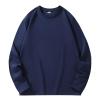 Crewneck Sweatshirts for Men Casual Stylish Long Sleeve Solid Athletic Shirts Gym Workout Tee Tops Loose Pullover tshirt for men 2024 Navy 4X view 3