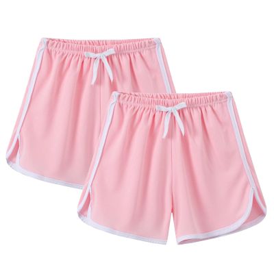2 Pack Toddler Girls Soccer Basketball Shorts Little Kids Solid Color Athletic Volleyball Sports (Pink, 18-24 Months)