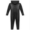Kaerm Womens One Piece Fish Scales Print Mermaid Costume Long Sleeve Full Body Hooded Unitard Black Small view 4