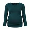 Maternity Side Button Ruched Tunic Tops Long Sleeve T-Shirts (Green1-Long) view 1
