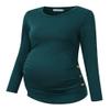 Maternity Side Button Ruched Tunic Tops Long Sleeve T-Shirts (Green1-Long) view 4