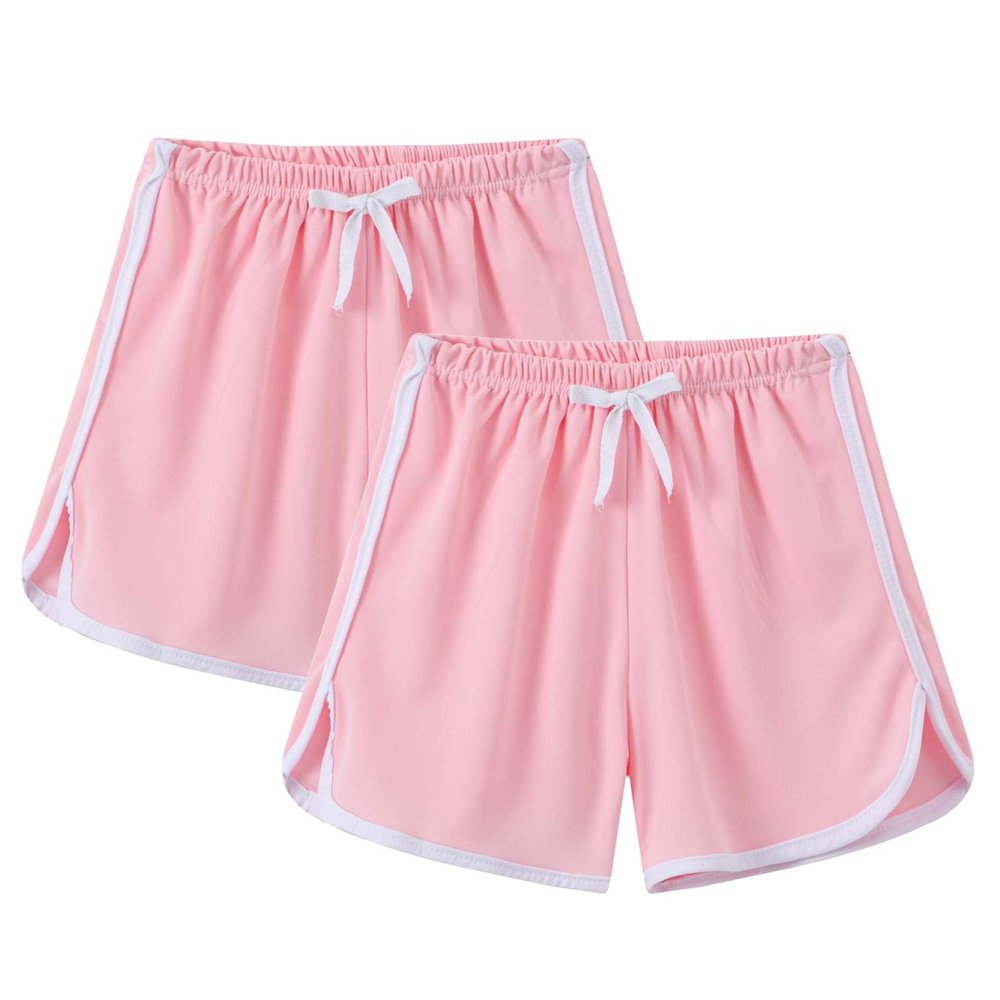 2 Pack Toddler Girls Soccer Basketball Shorts Little Kids Solid Color Athletic Volleyball Sports (Pink, 4-5 Years)