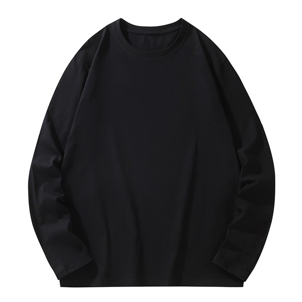 Crewneck Sweatshirts for Men Casual Stylish Long Sleeve Solid Athletic Shirts Gym Workout Tee Tops Loose Pullover t-shirts graphic for men 2024 Black XL