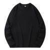 Crewneck Sweatshirts for Men Casual Stylish Long Sleeve Solid Athletic Shirts Gym Workout Tee Tops Loose Pullover t-shirts graphic for men 2024 Black XL view 3