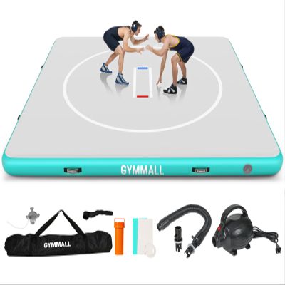 GYMMALL Wrestling Mat Inflatable 10'x10', Foldable 4" Thick for Home Outdoor Indoor, Waterproof PVC Mat for Jiu Jitsu, Gymnastics, Water Yoga, PE Training, BJJ, MMA, Martial Art, Grappling, Judo, Boxing
