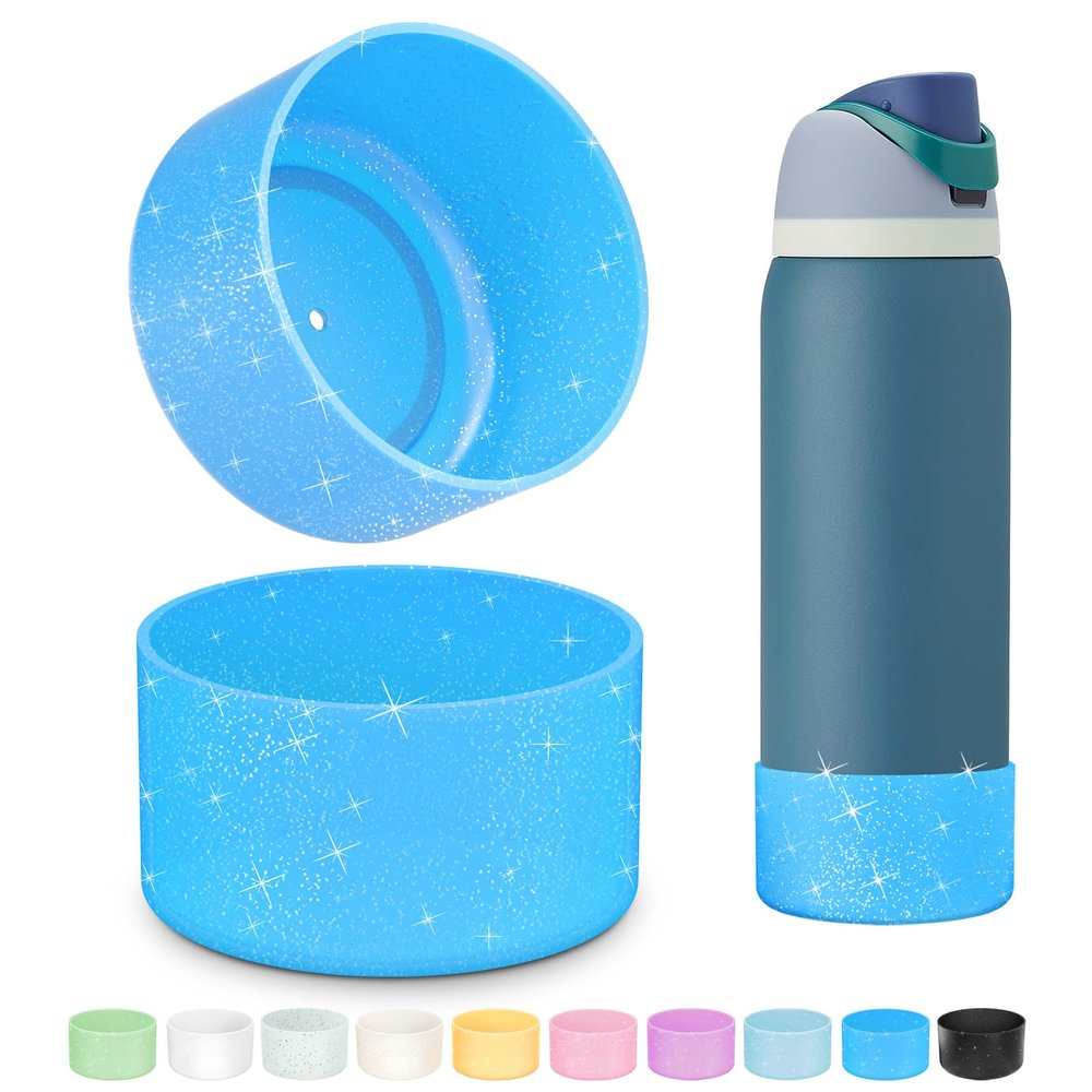 Beonsky 2 PCS Glitter Silicone Boot for Owala Water Bottle 32 oz, Anti-Slip Protective Sleeve for FreeSip/Twist/Flip Stainless Steel Water Bottles Accessories