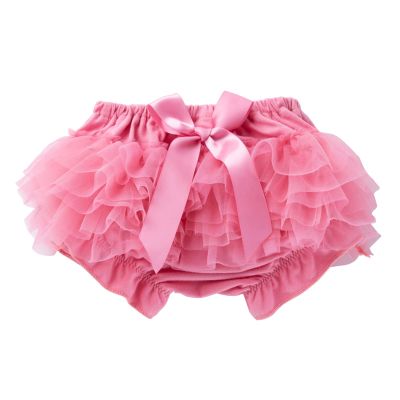 Baby Girls'Tutu Bloomers Newborn Toddler Cotton Tulle Ruffle iaper Covers with Bow (Watermelon Red, 0-3 Months)