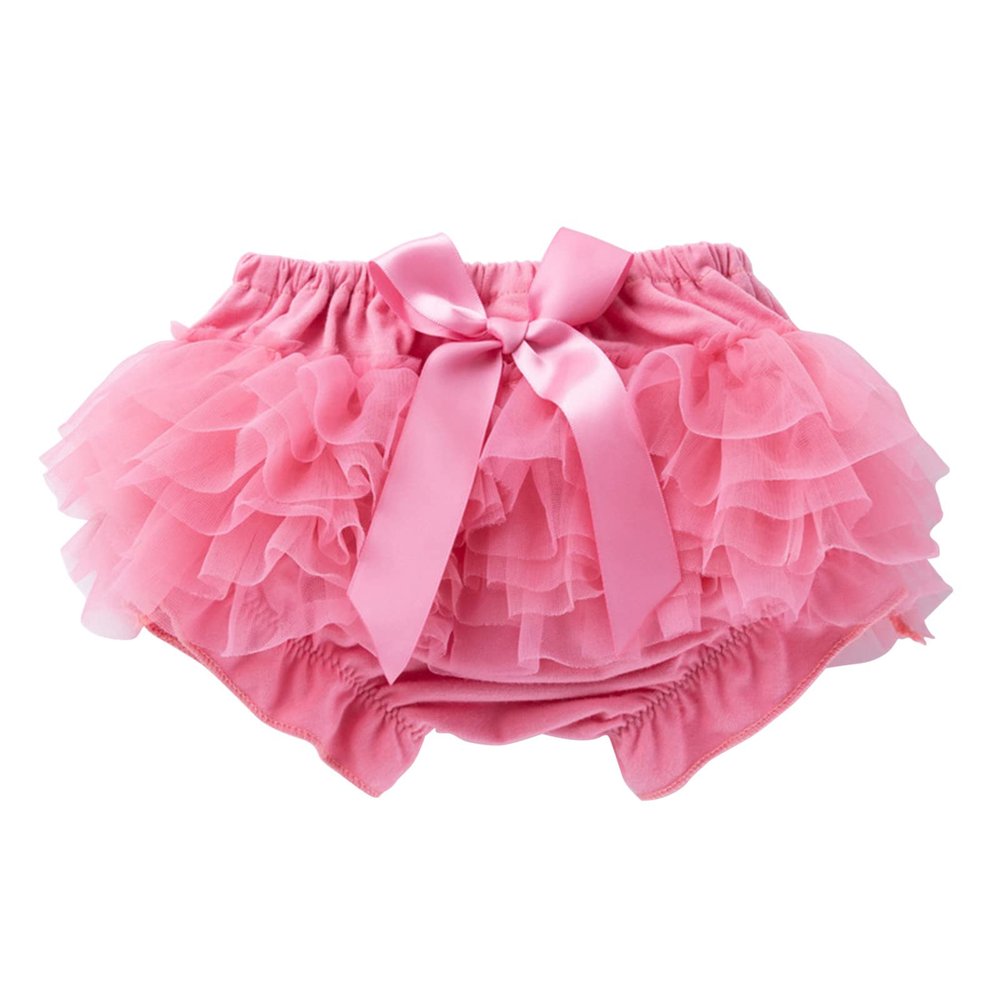 Baby Girls'Tutu Bloomers Newborn Toddler Cotton Tulle Ruffle iaper Covers with Bow (Watermelon Red, 0-3 Months)