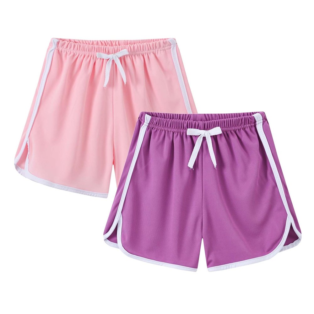 2 Pack Toddler Girls Soccer Basketball Shorts Little Kids Solid Color Athletic Volleyball Sports (I, 18-24 Months)
