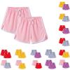 2 Pack Toddler Girls Soccer Basketball Shorts Little Kids Solid Color Athletic Volleyball Sports (I, 18-24 Months) view 2