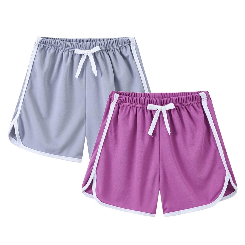 2 Pack Toddler Girls Soccer Basketball Shorts Little Kids Solid Color Athletic Volleyball Sports Shorts (O, 3-4 Years)