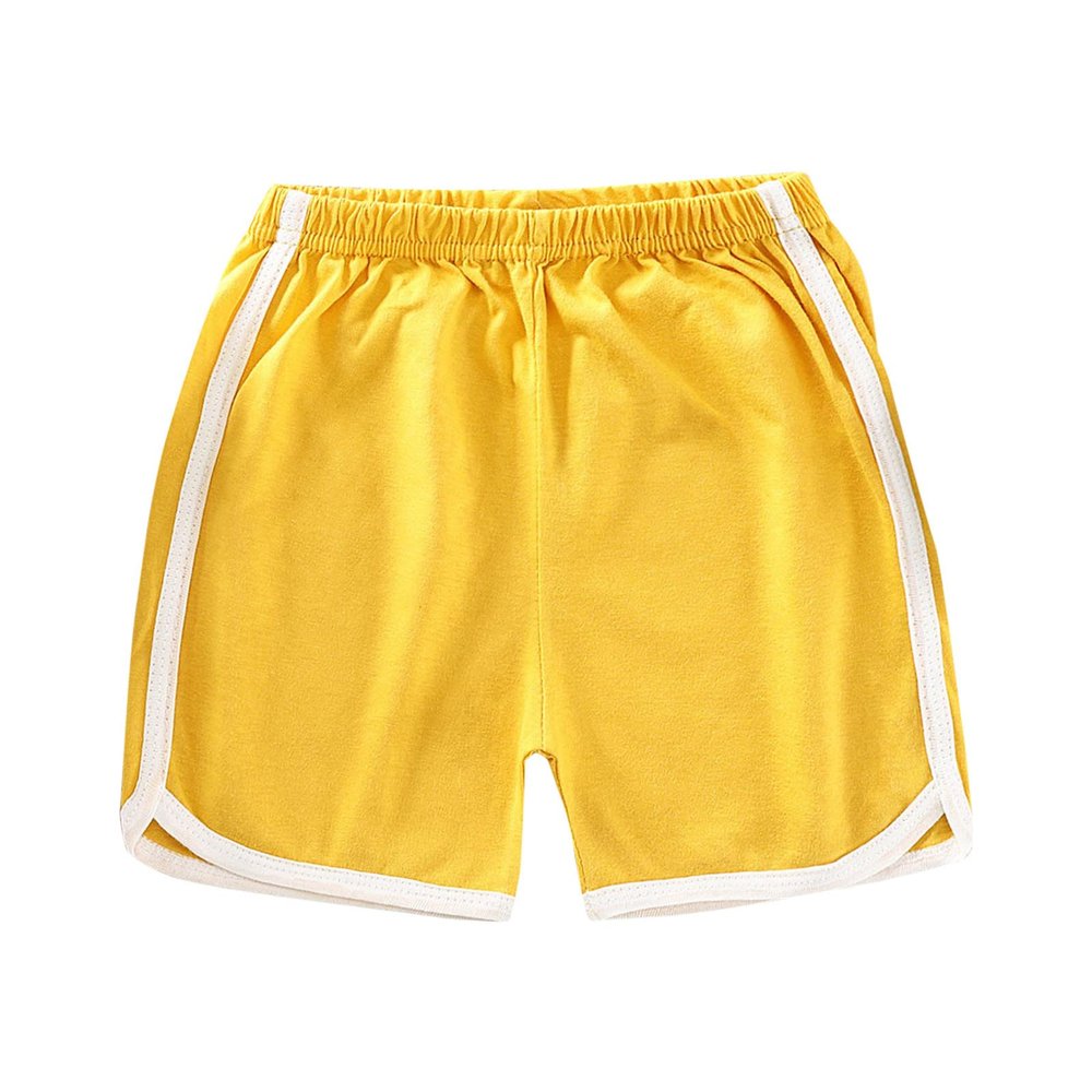 Toddler Kids Boys' Soccer Shorts Cotton Gym Athletic Shorts Boys Girls Pull on Basketball Running (Yellow, 12-18 Months)
