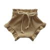 Newborn Baby Girl Knit Ribbed Shorts Infant Bloomers Solid Color Drawstring Ruffled Short Summer (Khaki, 18-24 Months) view 1