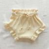Newborn Baby Girl Knit Ribbed Shorts Infant Bloomers Solid Color Drawstring Ruffled Short Summer (Khaki, 18-24 Months) view 4