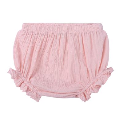 Newborn Baby Girls Boys Bubble Shorts Infant Bloomer Cotton Linen Blend Cute Shorts Loose Ruffle (Pink, 18-24 Months)