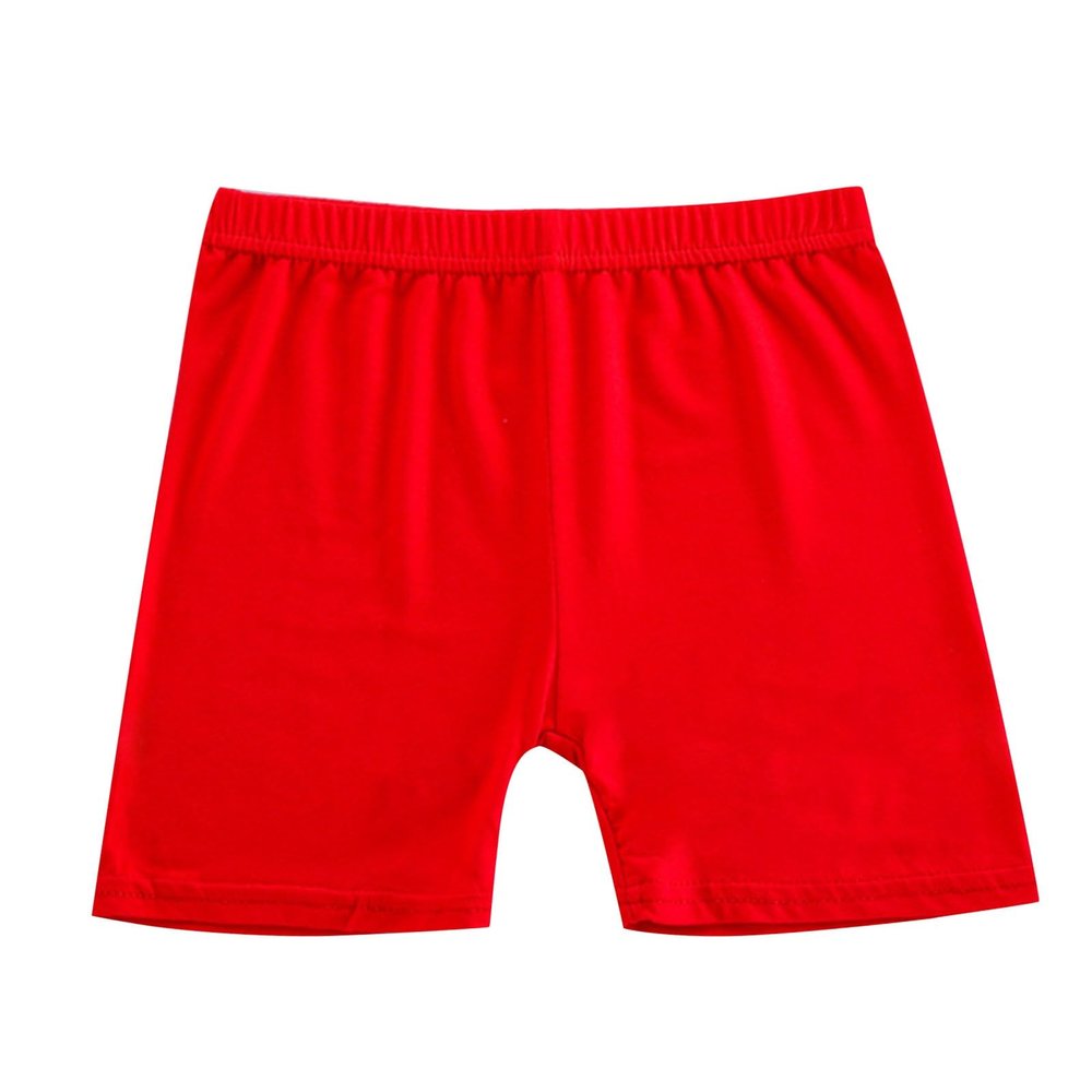 2 Pack Girls Solid Pull-On Bike Shorts Cartwheel Shorts for Toddler Biker Under Dress Dance Kids (Red, 5-6 Years)