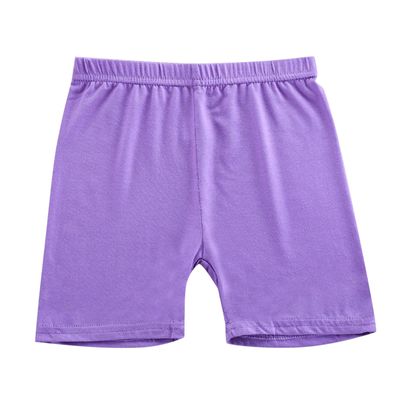 2 Pack Girls Solid Pull-On Bike Shorts Cartwheel Shorts for Toddler Biker Under Dress Dance Kids (Purple, 5-6 Years)