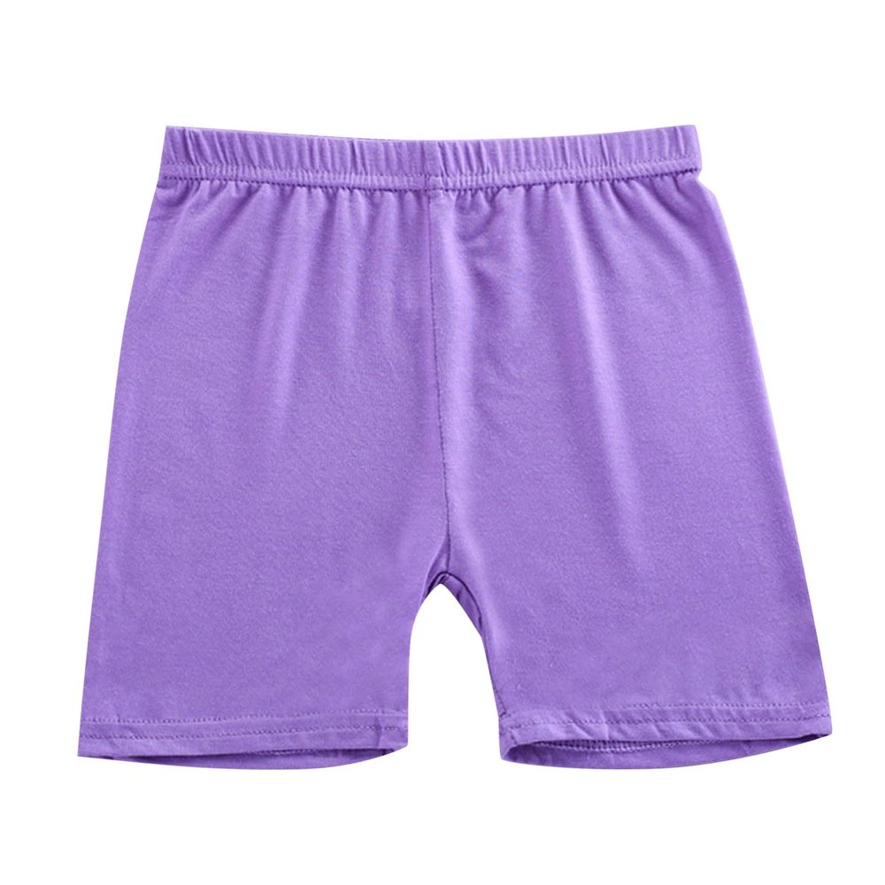 2 Pack Girls Solid Pull-On Bike Shorts Cartwheel Shorts for Toddler Biker Under Dress Dance Kids (Purple, 5-6 Years)