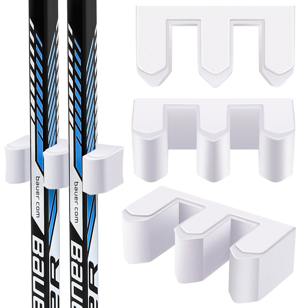 Yousoontic Hockey Stick Holder Wall Mount, 1-6 Stick Capacity, Ice and Field Hockey Organizer (Decor & Storage 2-in-1) for Home Garage Room Office Sports Decoration(3.8 Inch,White,2 Pcs)