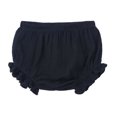 Newborn Baby Girls Boys Bubble Shorts Infant Bloomer Cotton Linen Blend Cute Shorts Loose Ruffle (Black, 12-18 Months)