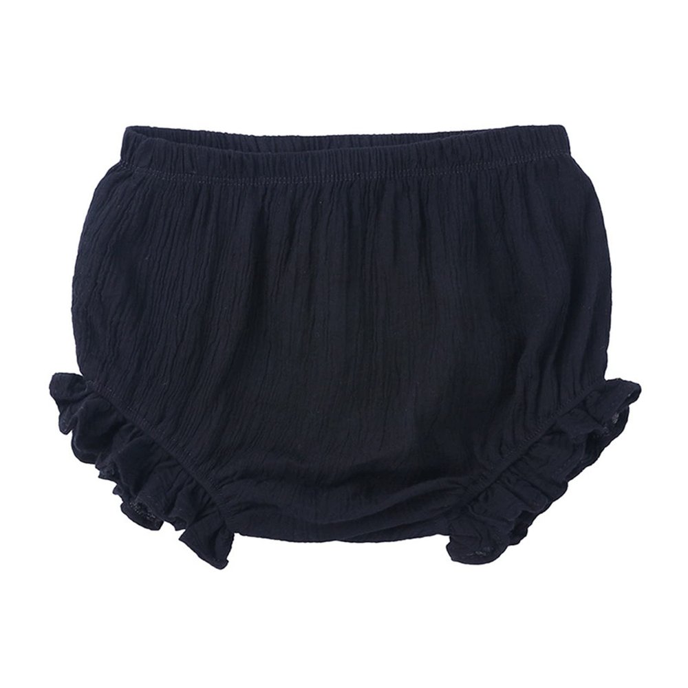 Newborn Baby Girls Boys Bubble Shorts Infant Bloomer Cotton Linen Blend Cute Shorts Loose Ruffle (Black, 12-18 Months)