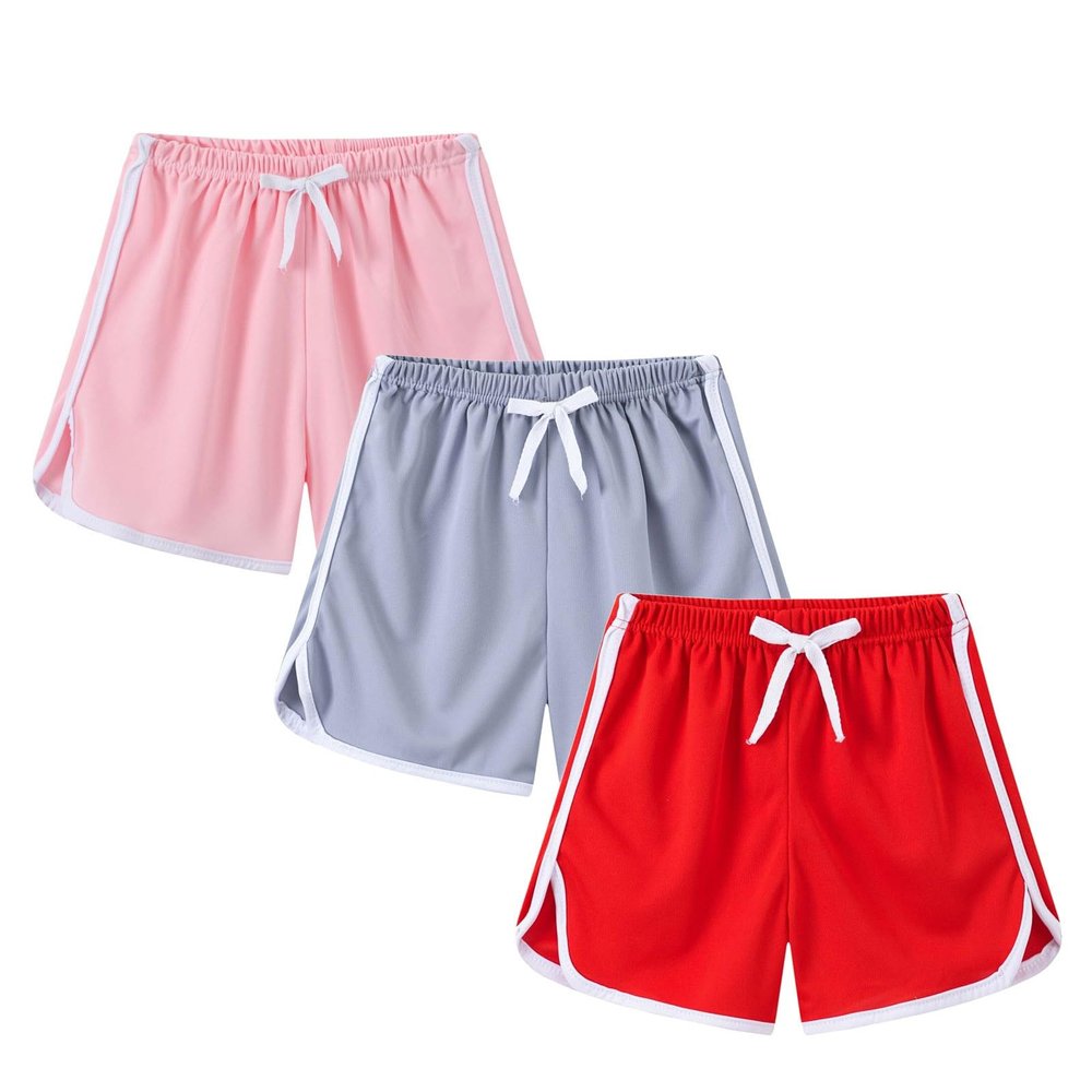 3PC Toddler Girls Basketball Shorts Soccer Shorts Baby Boys Shorts for Gym Running Sports Athletic (G, 3-4 Years)