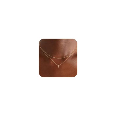 LEXODY Gold Initial Necklaces for Women, 14k Gold Plated Round Letter A-Z Pendant Necklace Trendy Capital Monogram Necklace Dainty Name Pendant Necklace for Women Jewelry Gifts