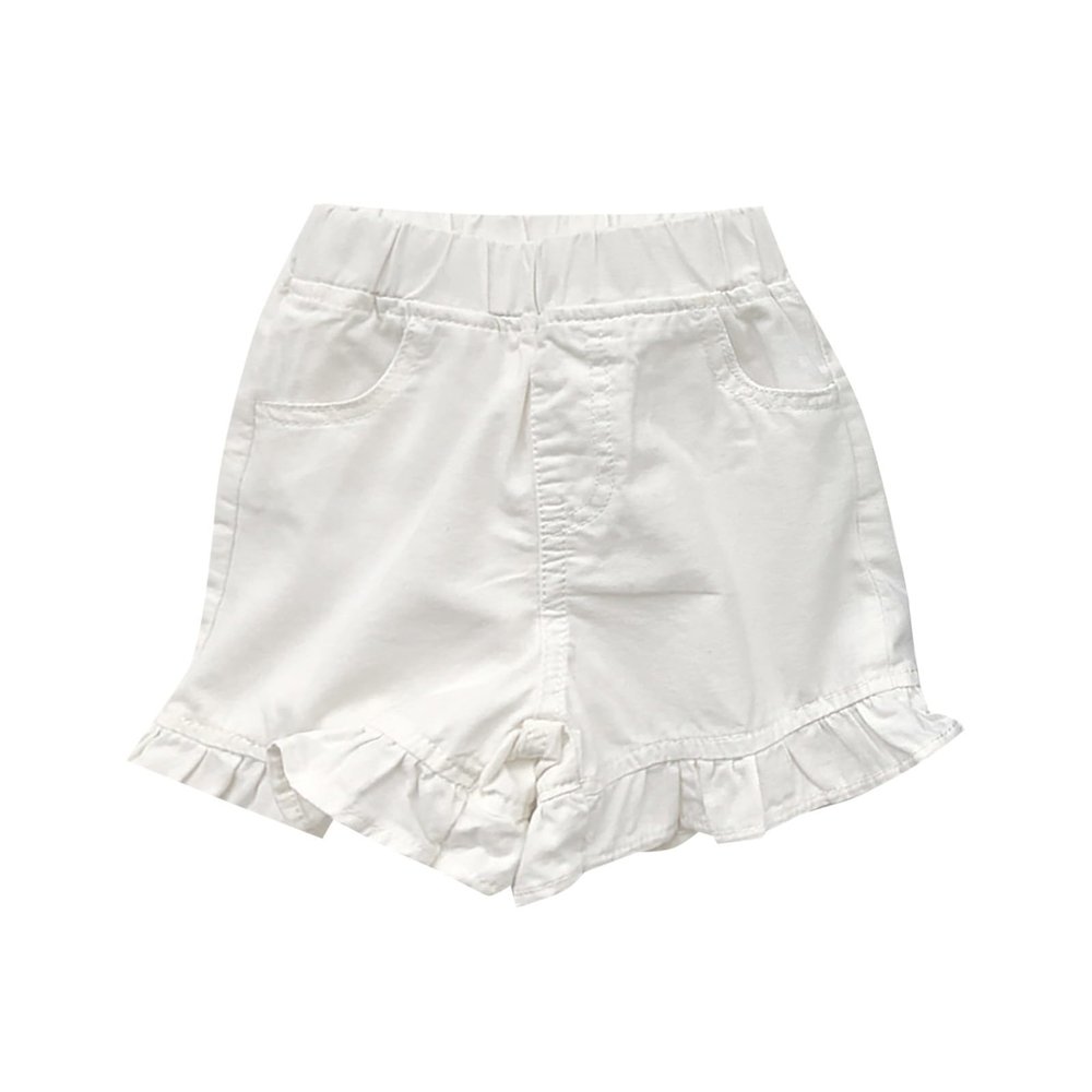 Toddler Baby Girls Denim Shorts Ruffles Jeans Shorts Hem Kids Baby Summer Fashion Workout Pull on (White, 4-5 Years)