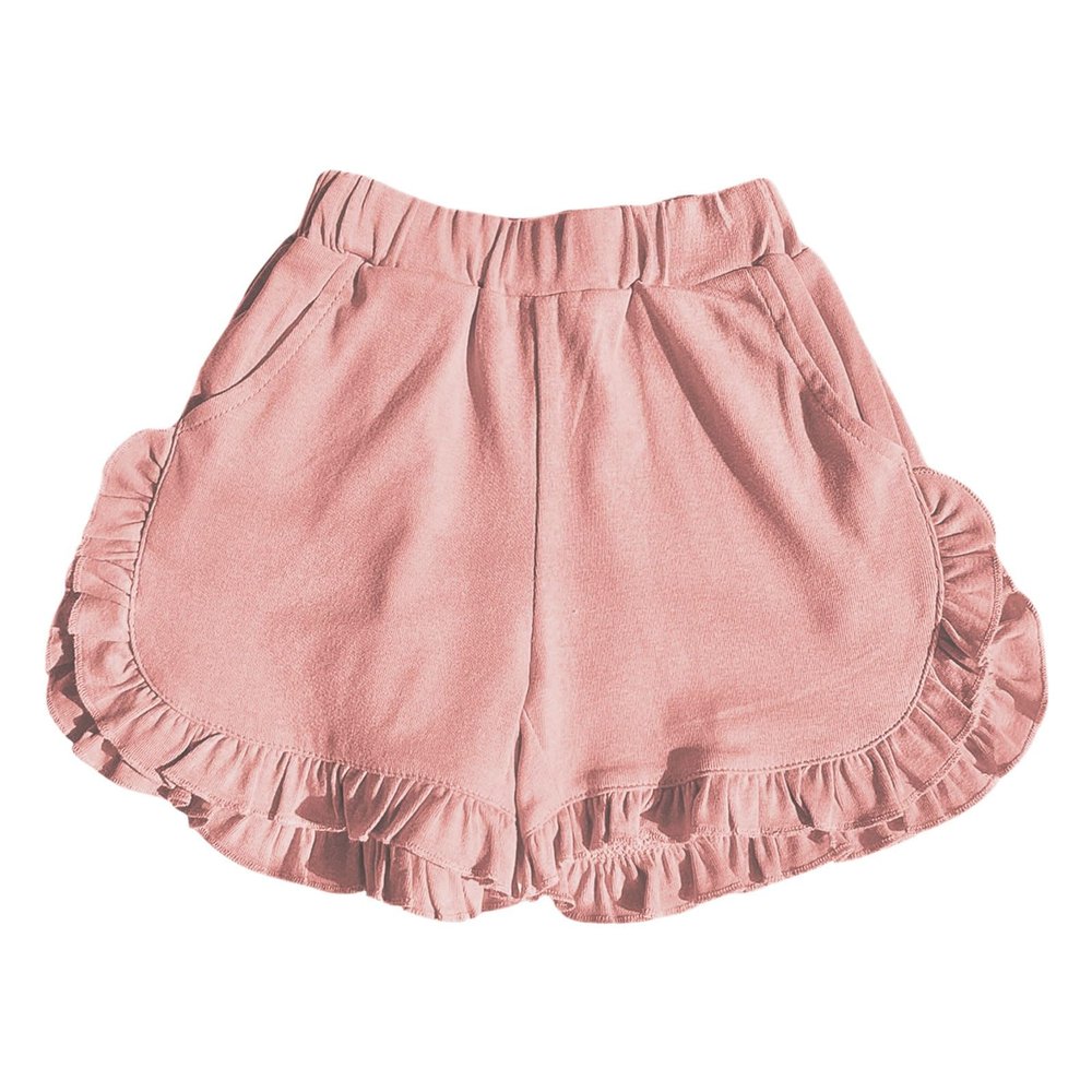 NineFit Basics Toddler Girls Ruffles Shorts Pants Kids Baby Workout Fashion Skirt Shorts Beach Shorts Pull on (Pink, 12-18 Months)