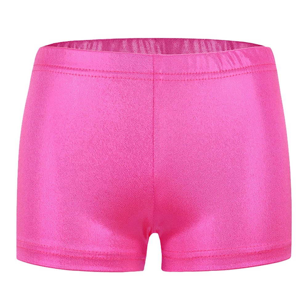 Girls Gymnastic Shorts Sequin Ballet Dance Shorts Metallic Gym Shorts for Toddler Biker Short (Hot Pink, 3-4 Years)