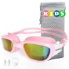 Whale Kids Swim Goggles Wear Comfortable UV400 Antifog Polarized Swimming Goggles Suitable for ages 3-14 (Pink) view 1